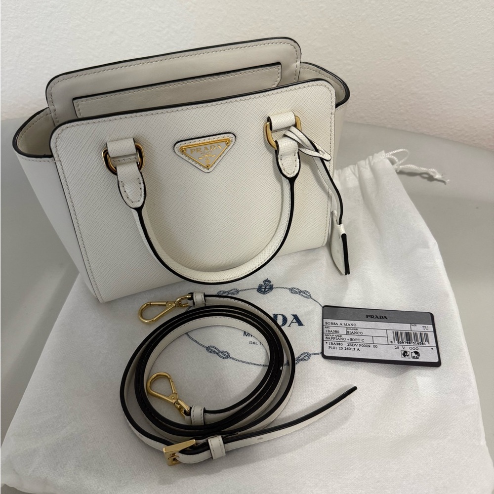 Prada White Leather Hand/Crossbody Bag